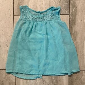 healthtex Turquoise Lace Yoke Chiffon Tank Top - Kids